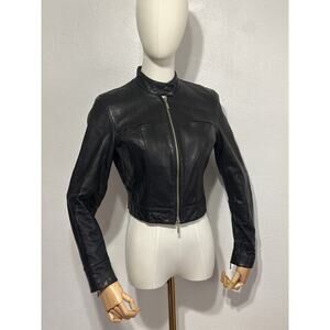 Bebe Y2K Leather Moto Jacket S Black Butter Soft Lined City Vibes Biker